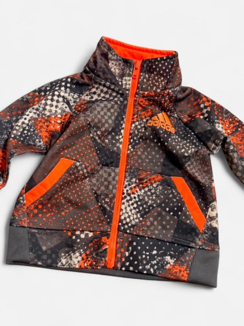 adidas Kids Gray and Orange Zip-Up Jacket